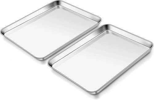 Homikit Baking Sheet Set - 9 x 13 Inches Stainless Steel Quarter Pan | Non-Stick, Rust-Free, Dishwasher Safe