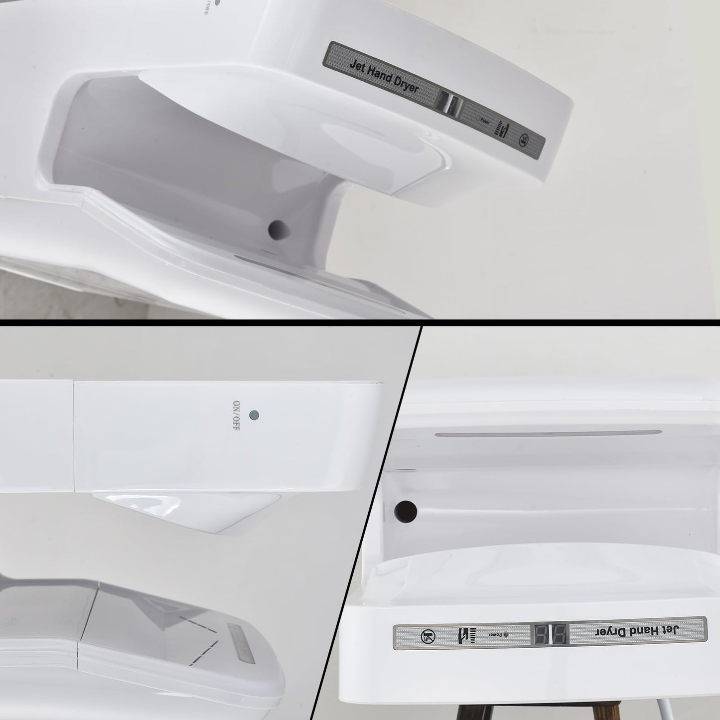 BODQEMR Vertical Premium Commercial Hand Dryer for Bathrooms - High Speed 1850W Jet Air Dryer with Adjustable Air Velocity & HEPA Filter - Electric Hand Dryer for Commercial Use (White)