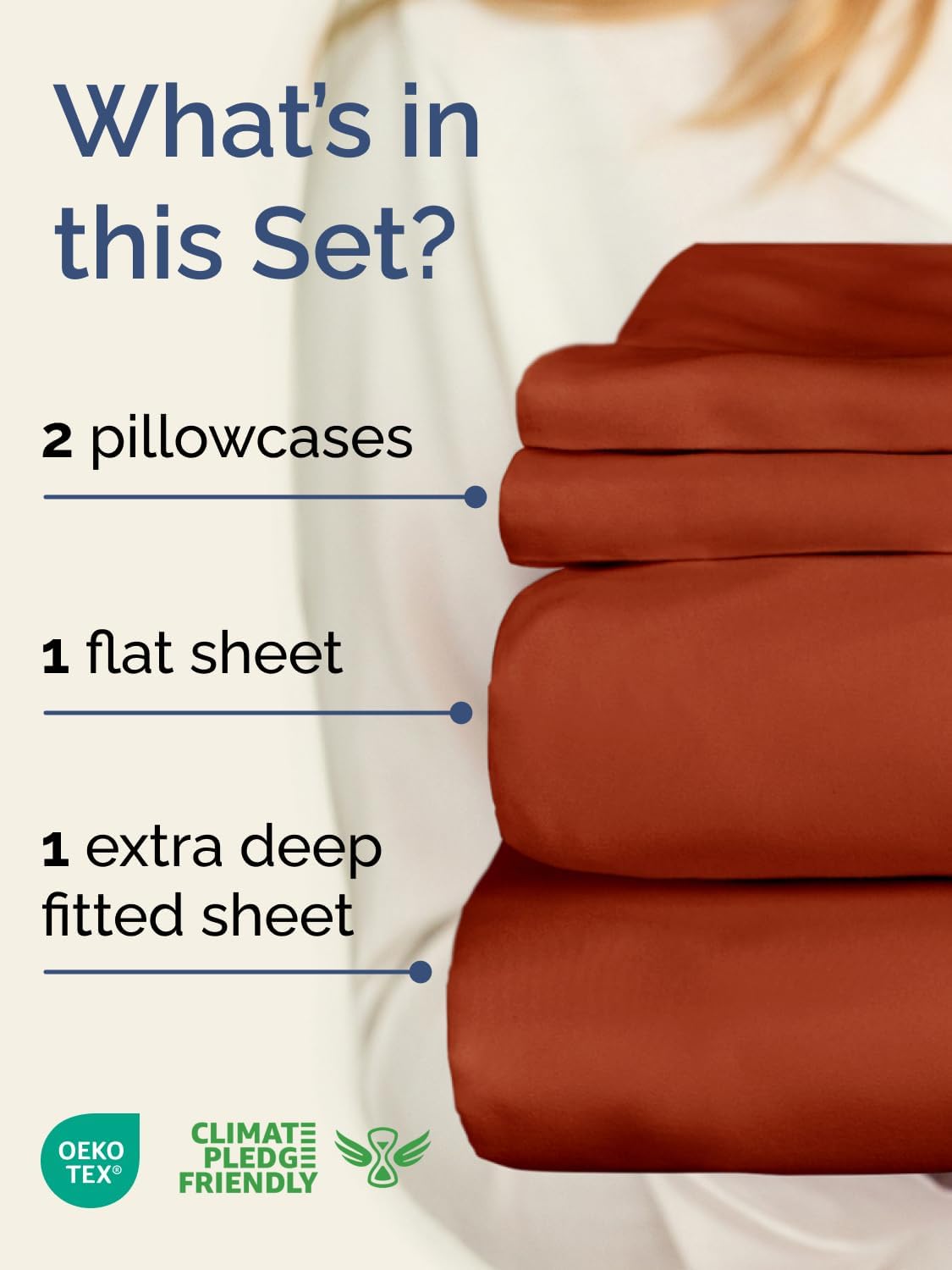 Skiennix Extra Deep Twin Sheet Set - 4-Piece Breathable Cooling Bedding - Soft Wrinkle-Free Terracotta