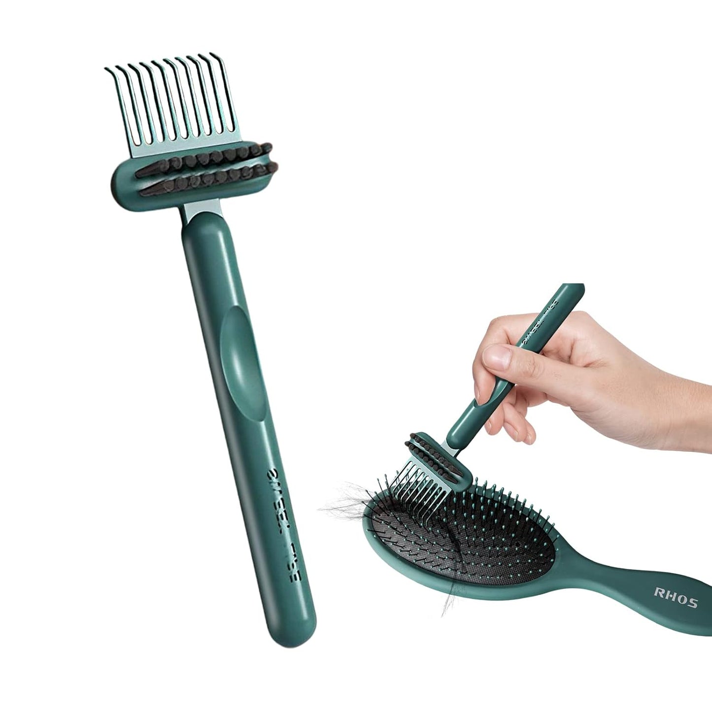 RHOS 2-in-1 Hair Brush Cleaner - Effortlessly Removes Hair and Dust | Ideal for Home and Salon Use (Green)