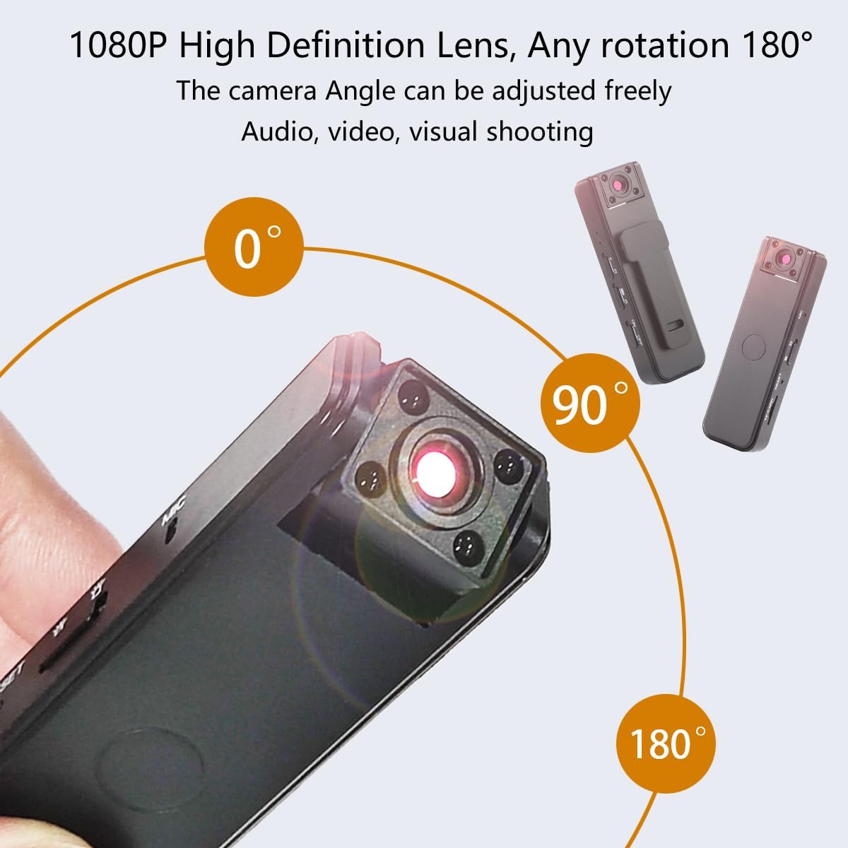 WAONIQ 32g 1080p 180 500mAh Body Cameras with Audio and Video Recording, HD Wearable Camera with Night Vision