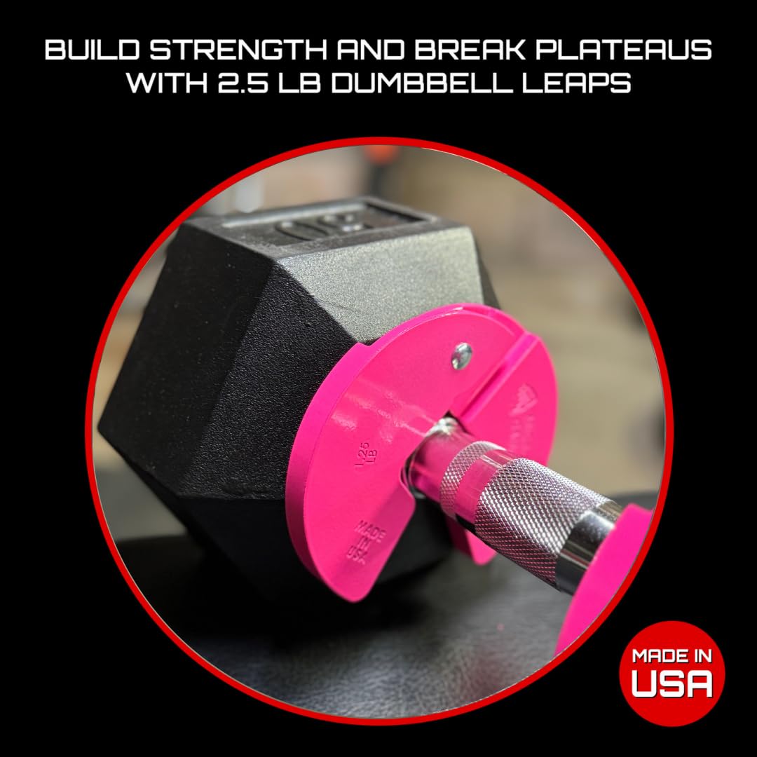 Micro Gainz Dumbbell Fractional 1.25lb Weight Plate, Ideal for Micro Loading, (Choose Color) 4 Piece Fractional Weight Plates, Designed for Dumbbell Training, Made In USA (Pink)