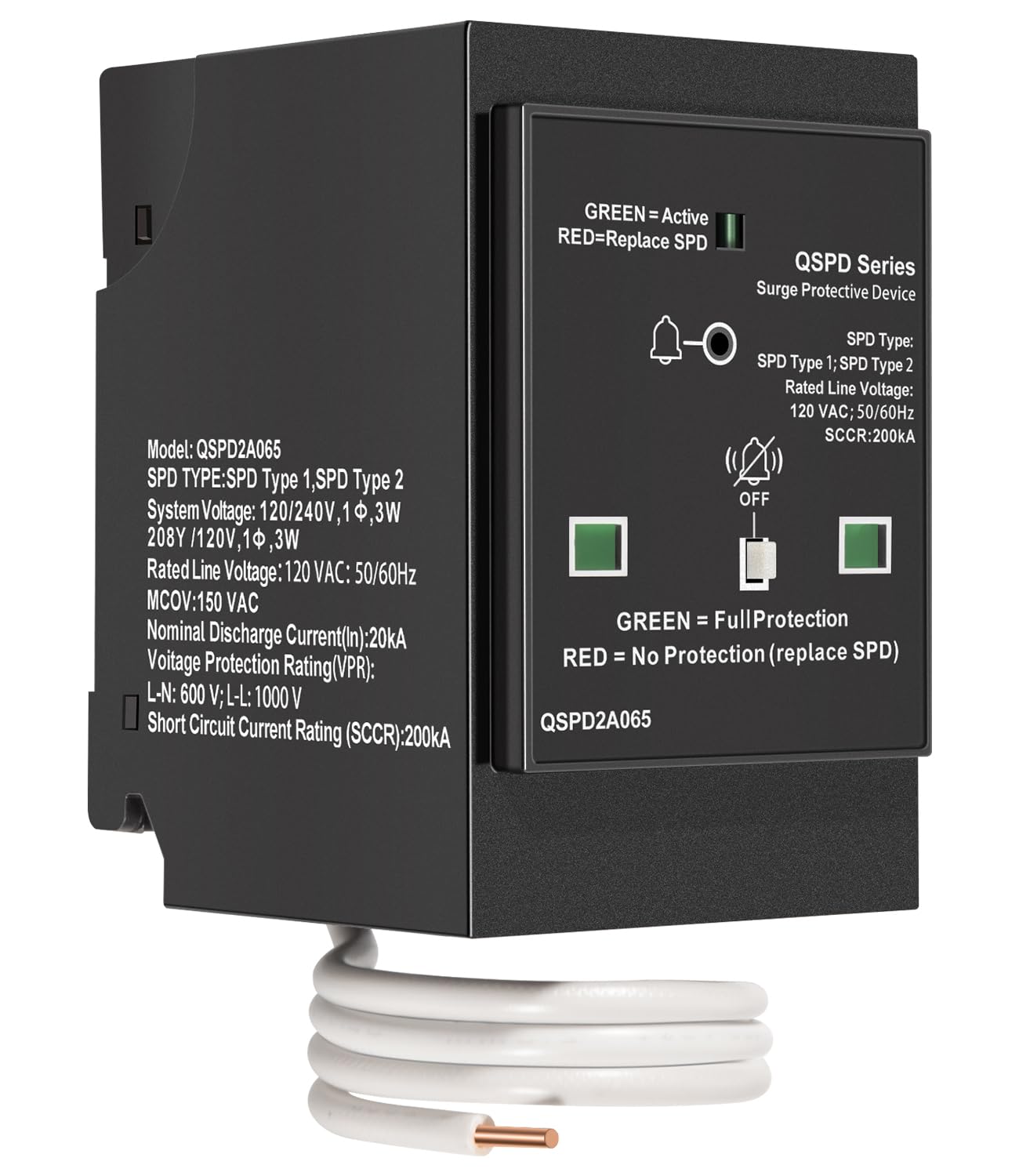 Replacement for Siemens QSPD2A065P Plug-in Surge Protection Device, 2-Pole 65kA 120/240V, 1Ø, 3W, Fits Siemens Type QP Load Centers, Whole House Power Spike Protection, LED Indicator & Audible Alarm