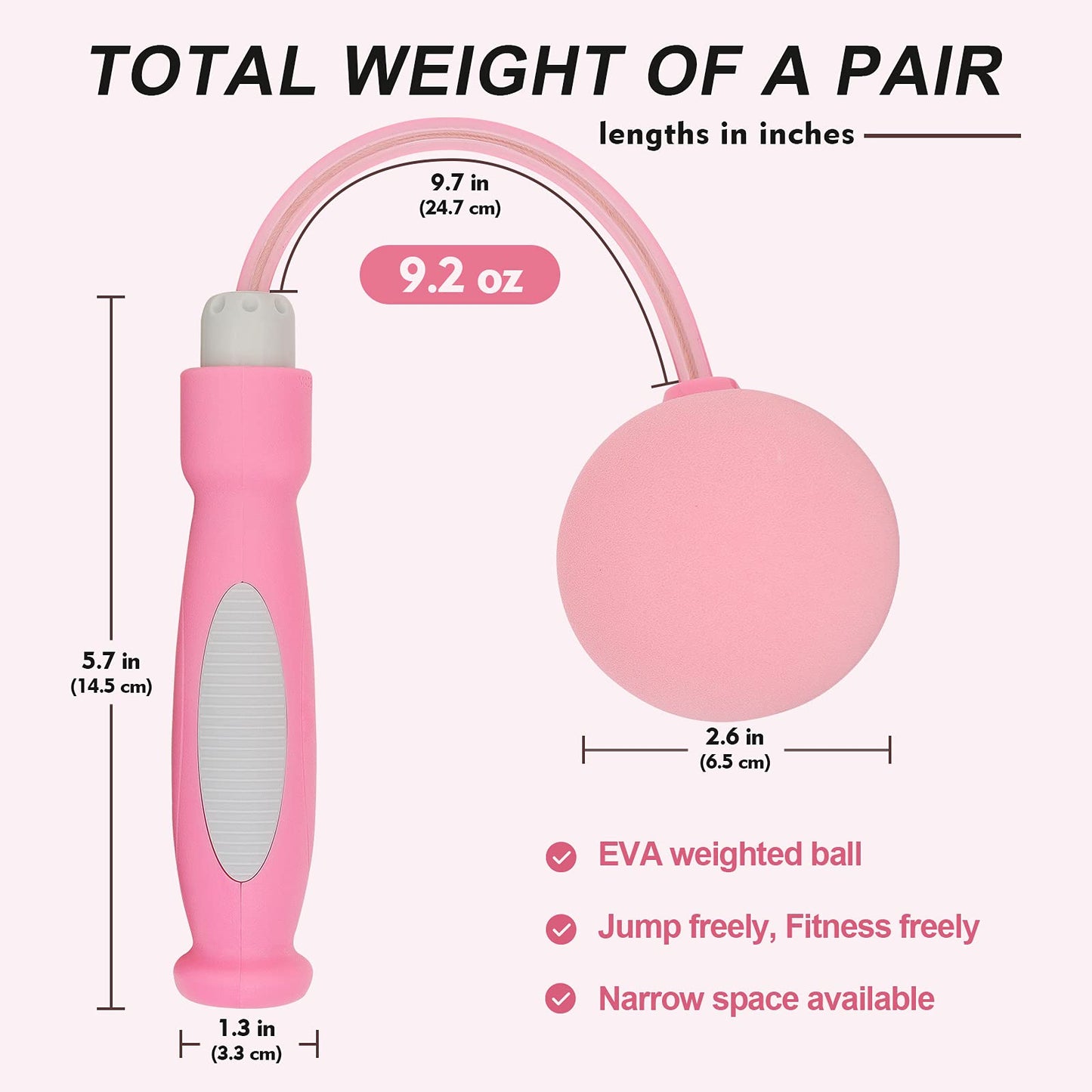 Agicogeo Cordless Jump Ropes, Bod Ropes Beachbody MBF, Best for Fitness, Ropeless Jump Rope for Women, Men (Pink)