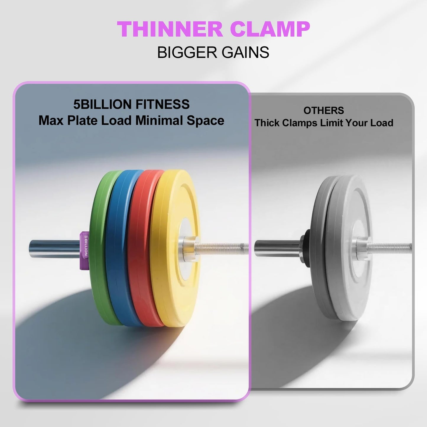 Olympic Barbell Clamps 2 inch Barbell Clips (Pair) Barbell Collars for Secure Weightlifting Quick Release Weight Clips for Bars with Anti-Slip TPR Lining at Home or Gym Clips (Purple)