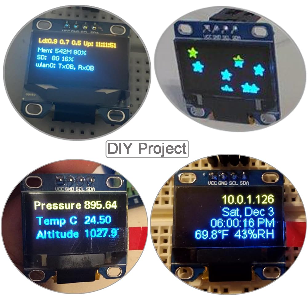 0.96" inch 128x64 1306 3.3V-5V 2560 ESP8266 ESP32 (Pack 3) OLED Display Screen Module of S S - D - Yellow+Blue