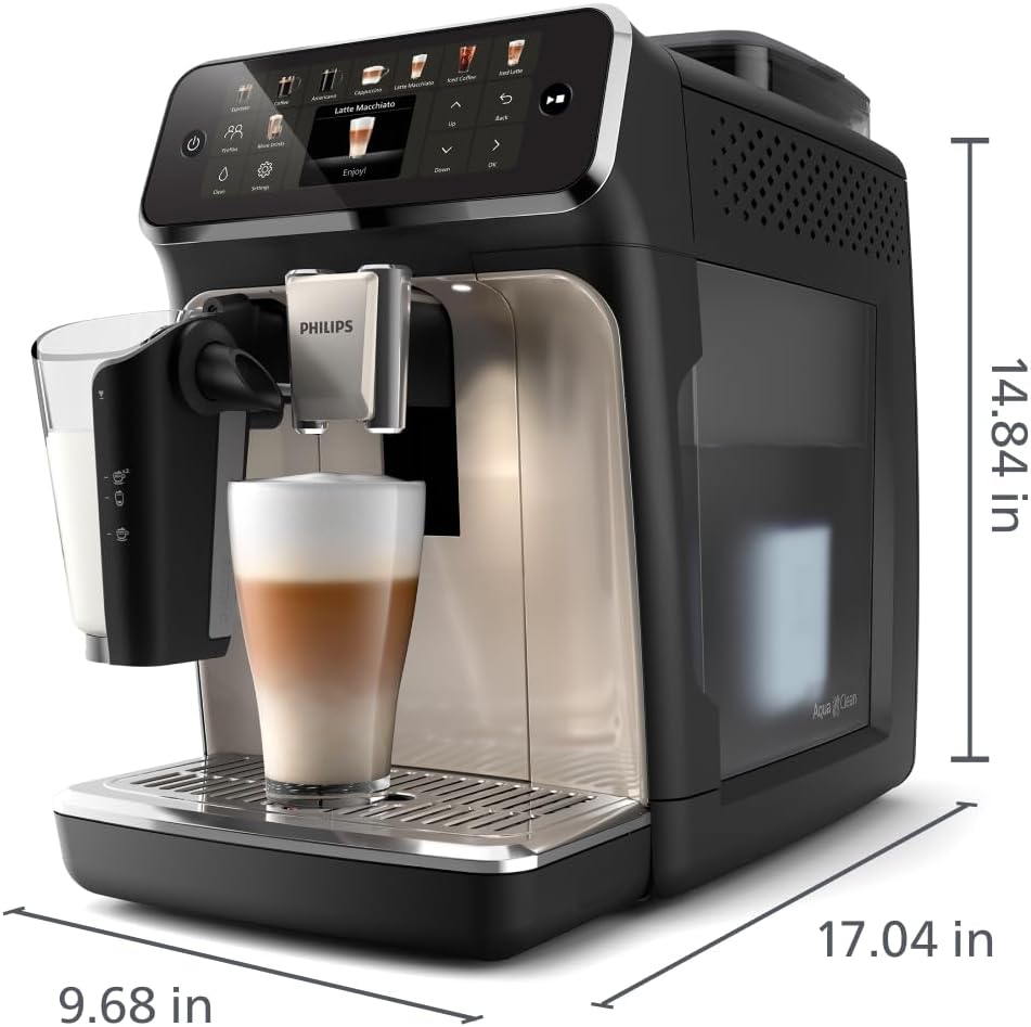 Philips 5500 Series Espresso Machine - Fully Automatic with LatteGo Milk System, 20 Pre-Sets, Black Chrome