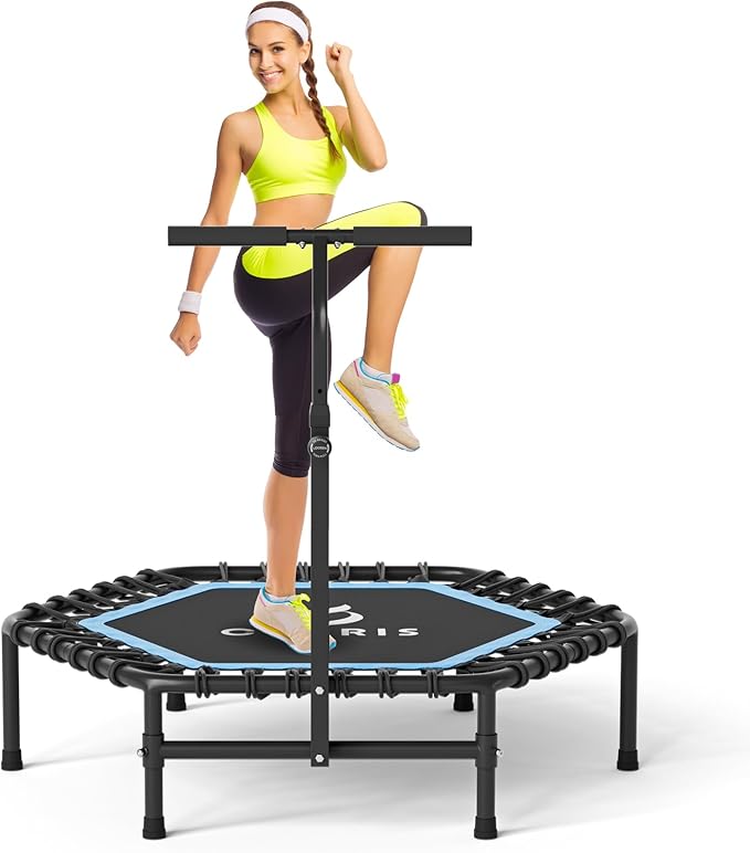 CLORIS 45'' Rebounder Trampoline for Adults - Max Load 450lbs, Mini Trampoline with Adjustable Foam Handle Indoor/Outdoor Fitness Body Exercise
