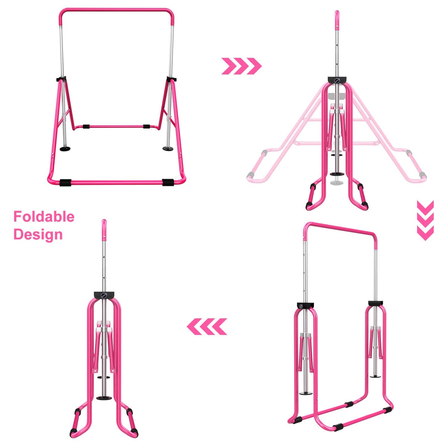 Tepemccu Expandable Gymnastics Bars, Adjustable Height Gymnastic Horizontal Bars, Children Folding Training Bar for Kids
