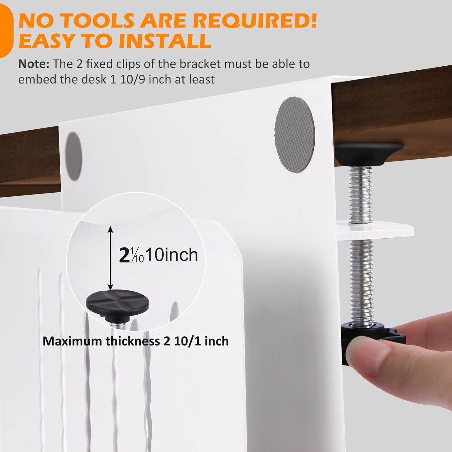 Desk Side Storage, Under Desk Laptop Mount, Table Side Hanging File Organizer, No Drill Clamp On Cable Management Tray