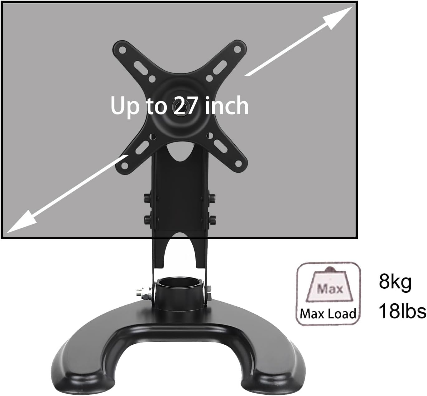 Seaigle 10-27 Inch 18 lbs, 75x75 100x100 mm TV Monitor Stand for Screens, Free Standing Desk Mount with Tilt