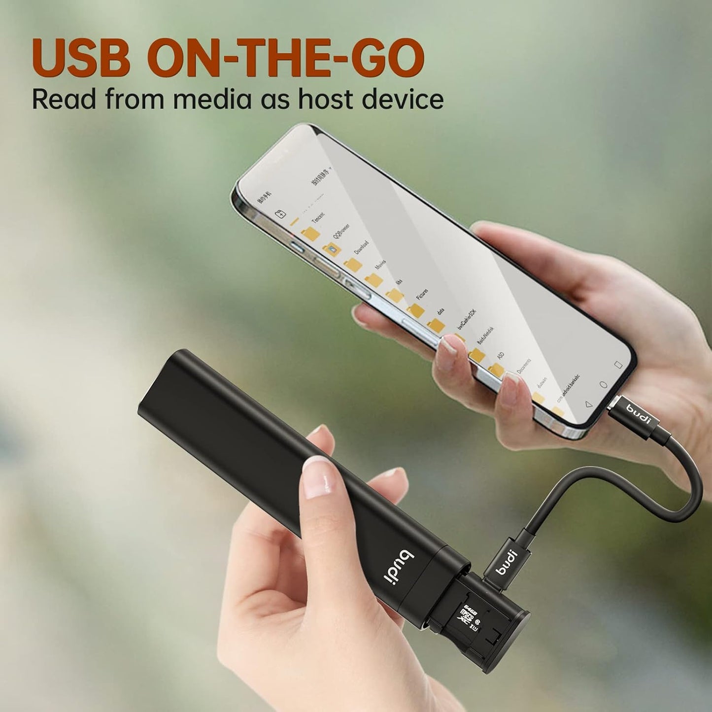 BUDI 9 1 Multifunctional in Data Cable with USB Type-C Card Reader with Sim Card Tray Pin Eject Removal Tool Needle