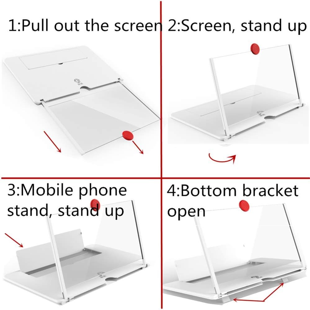 Boolian 12'' 3D Screen Magnifier for Cell Phone, HD Amplifier Projector Magnifing Screen Enlarger for Movies, Videos