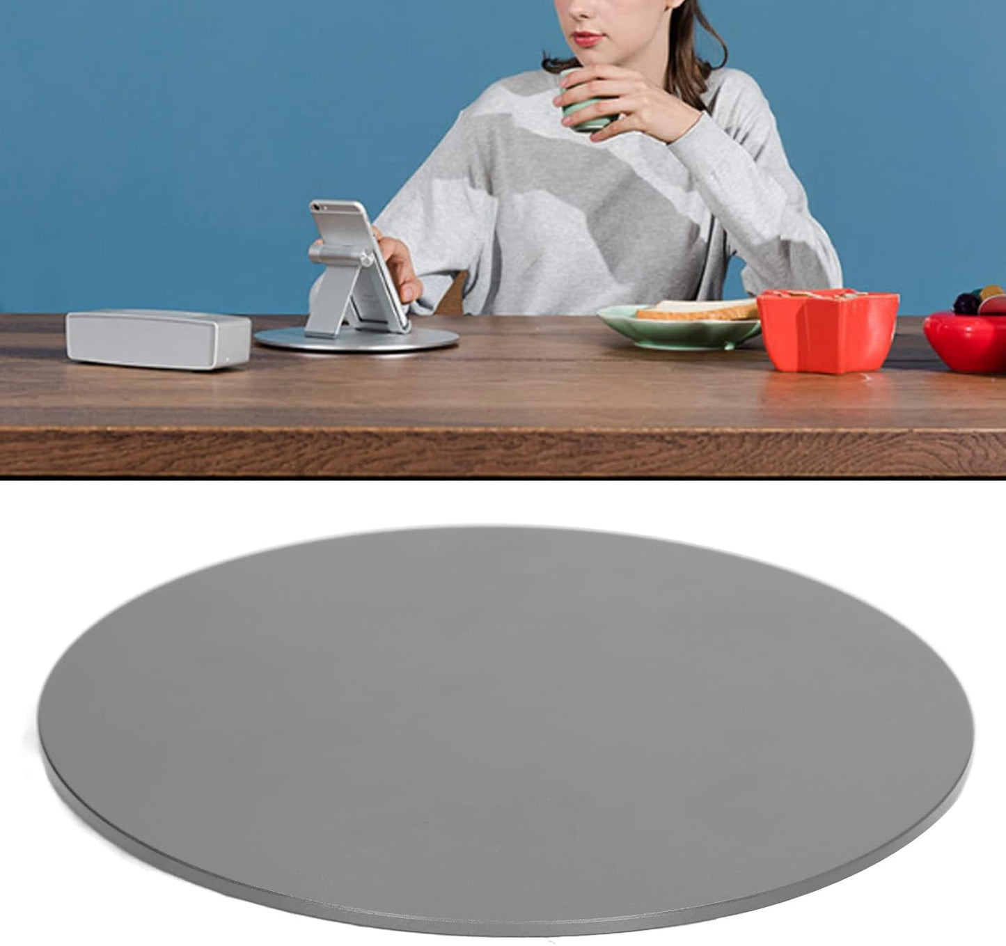 MUNEFE Swivel Monitor Stand, Aluminum Alloy Monitor Turntable Stand, Turntable Desin Lazy Stand for Laptop Poed Pls