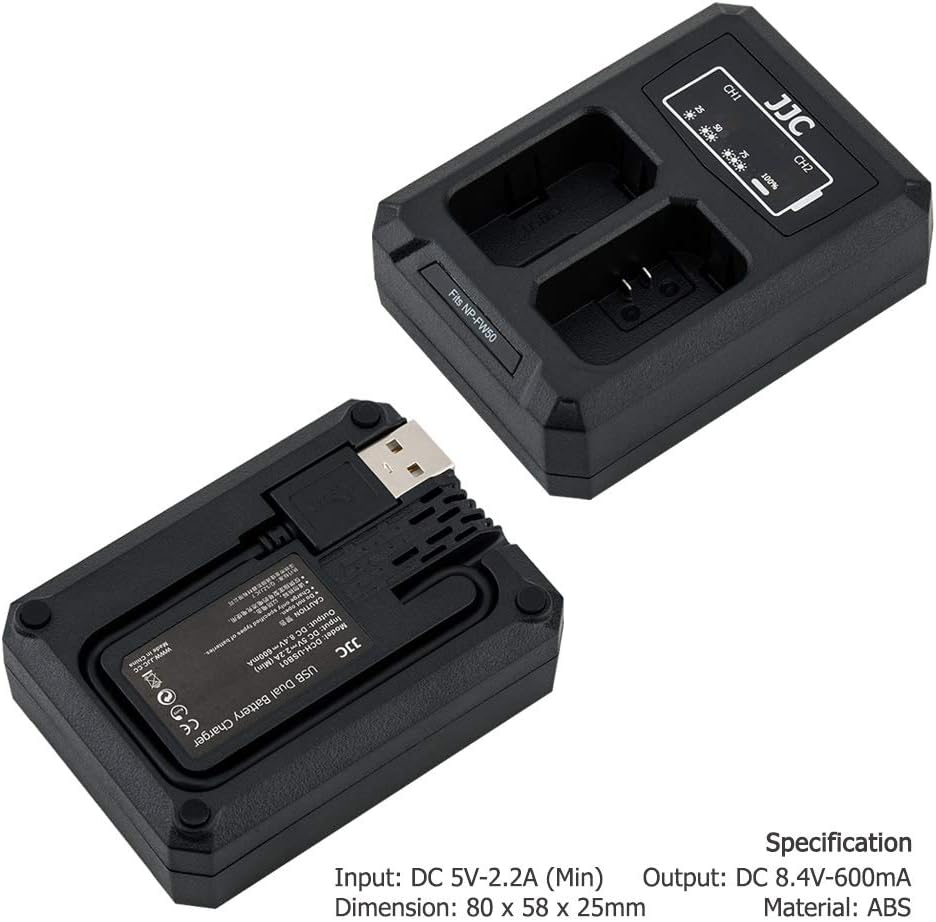 JJC 2-Pack FDA-EP10 A6000 A6100 A6300 NEX-7 NEX-6 Eyecup Eyepiece Viewfinder & Battery Charger for Sony Cameras