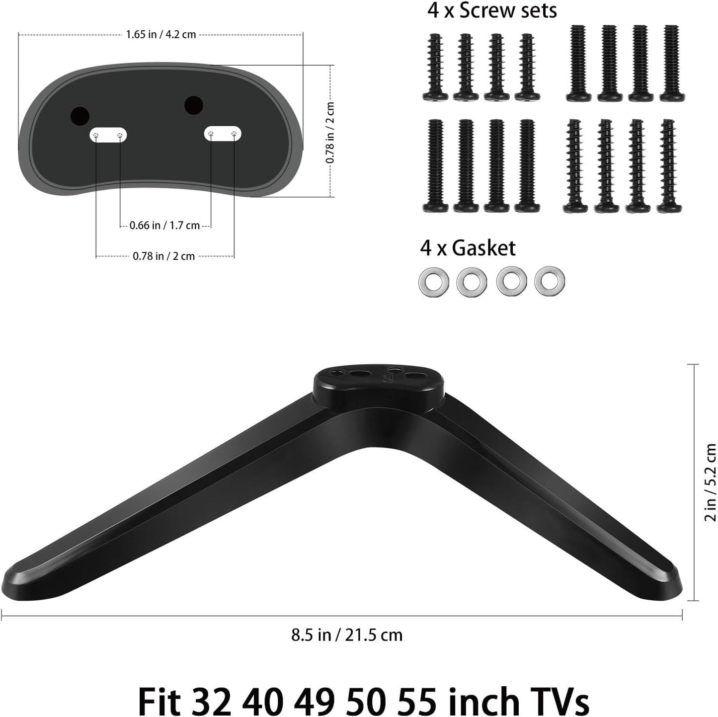 STOBOK 2pcs 32-55 Inch Universal Tv Stand Legs, Plastic Tabletop Mount Brackets for Televisions, Easy Install