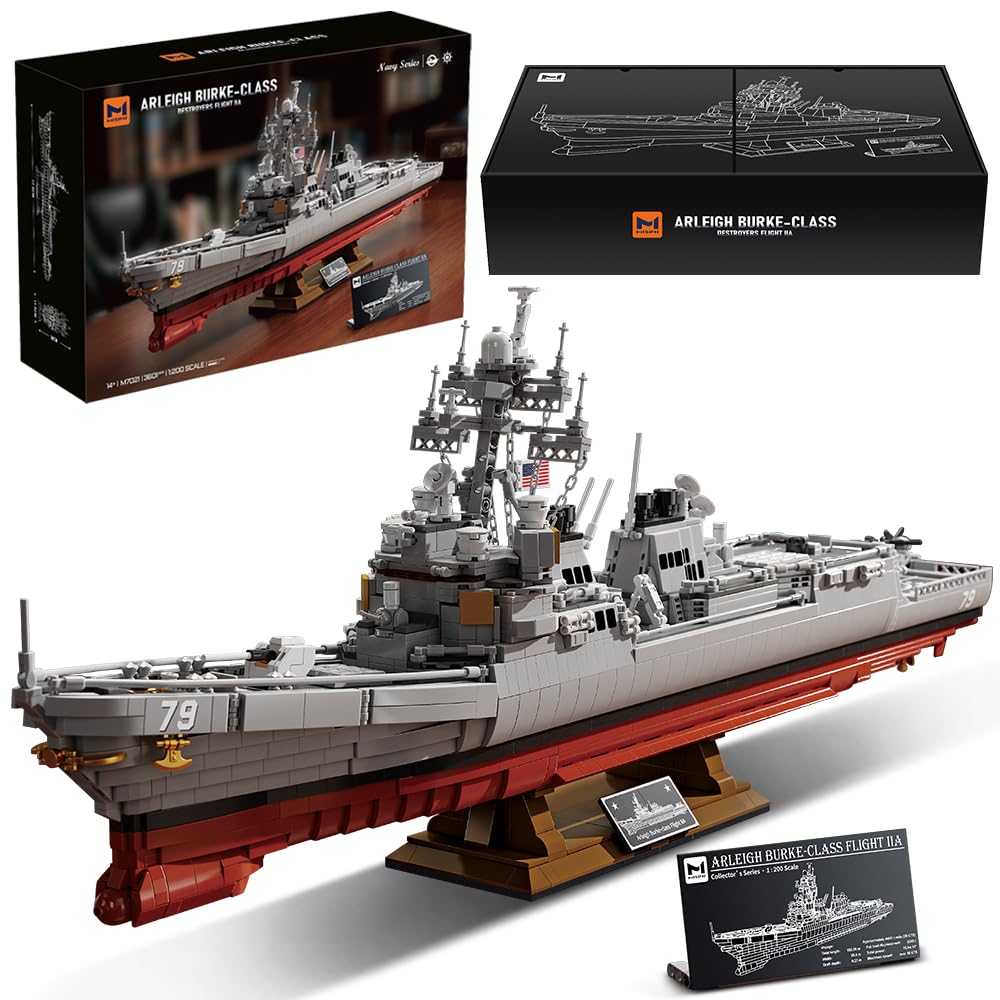 MISINI M7021 Arleigh Burke-Class Destroyer 1:200 Building Blocks Set, 3601 Pieces MOC USN Warship Model, Excellent Battleship Building Toy Gift and Collection for Military Enthusiast and Adult