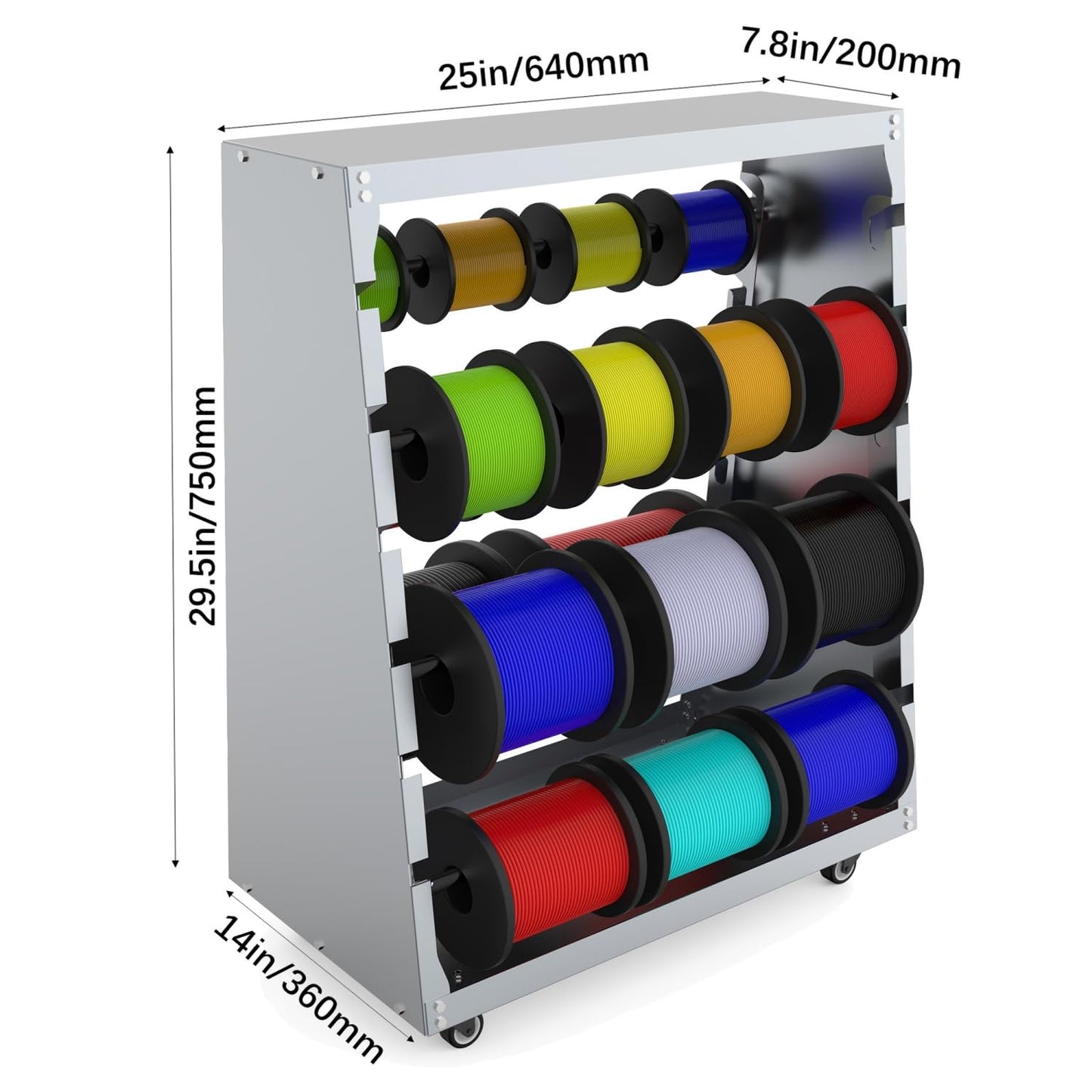 Wire Spool Rack,Electrical Wire Assortment with Wheel,Automotive Wiring Storage,Heavy Duty 6 Rods Wire/Cable Dispenser for Electrical Industrial & Retail Use,300lbs Capacity,Gray