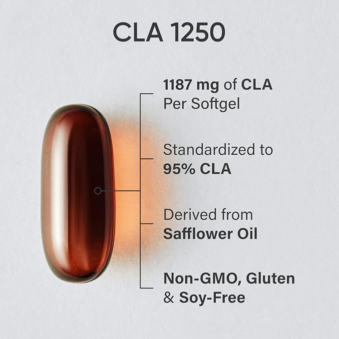 Sports Research CLA - 1250mg with Active Conjugated Linoleic Acid for Men and Women | Non-GMO, Soy & Gluten Free - 95% (180 Softgels)…