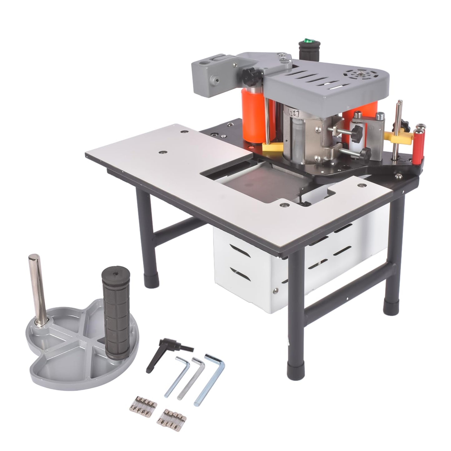 Portable Edge Bander Machine, Straight & Curved Edge Banding, Double-Sided Glue Coating, Adjustable Speed 5–10m/min, 110V, for ABS PVC MDF Acrylic