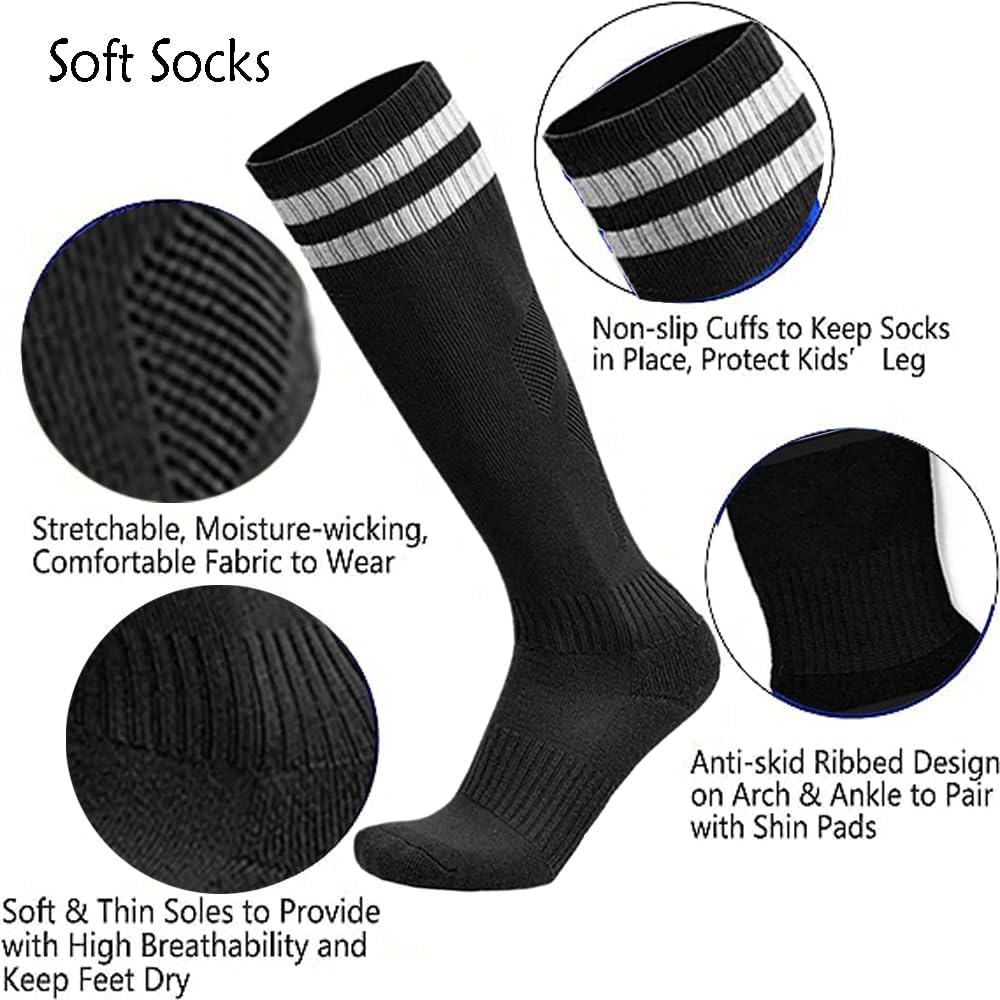 Adults Soccer Shin Guards and Socks Lightweight and Breathable Shin Guard Sleeves for Youth Football Player, Calf Protective Gear Shin Guards for Adults Football Games Equipment (Black)