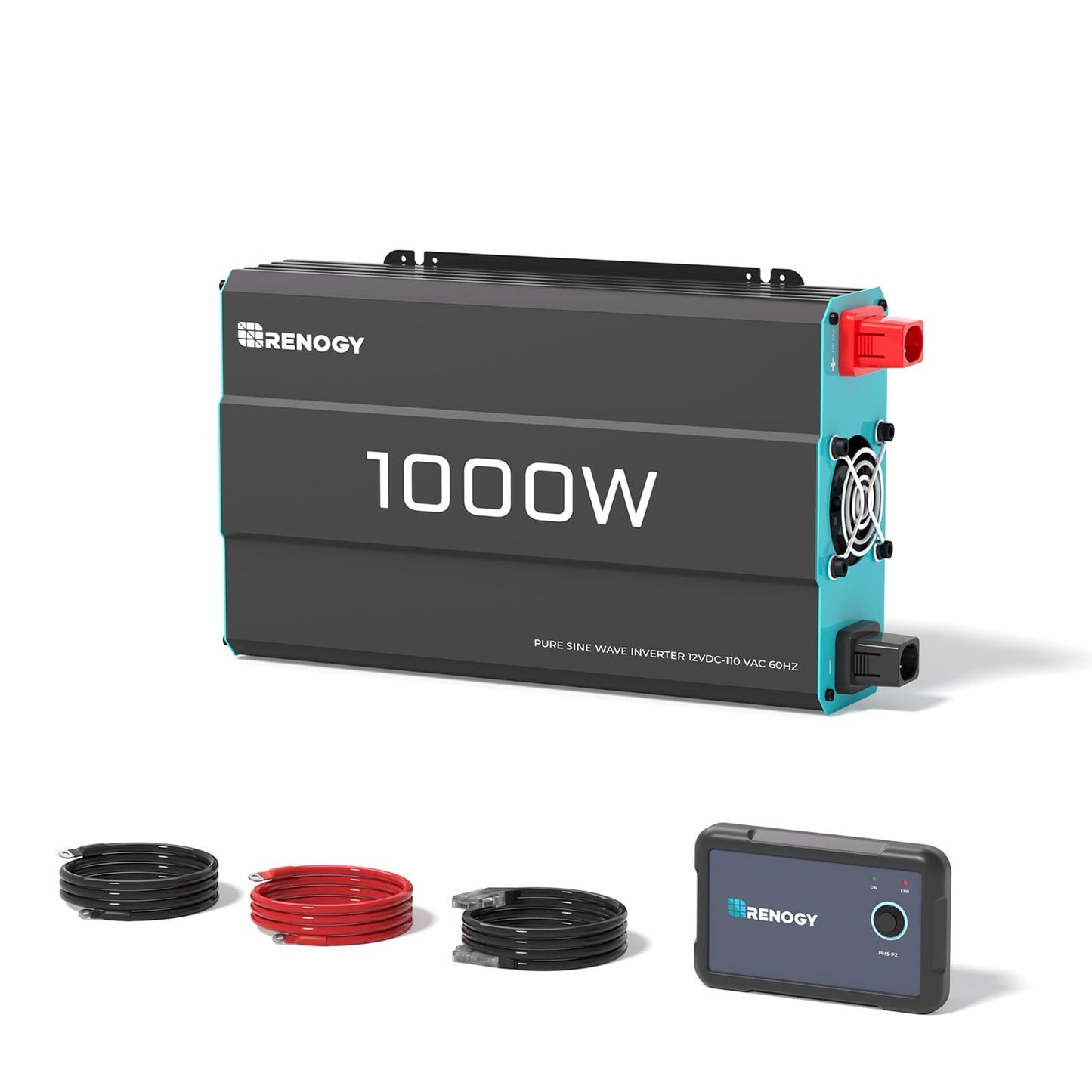 RENOGY REGO 1000W Pure Sine Wave Power Inverter, 12V DC to 120V AC, 2000W Peak Power, 16.4FT Remote Controller, Solar/Car/RV Inverter for Emergency Backup, Off-Grid Living, Camping, Truck, Outdoor