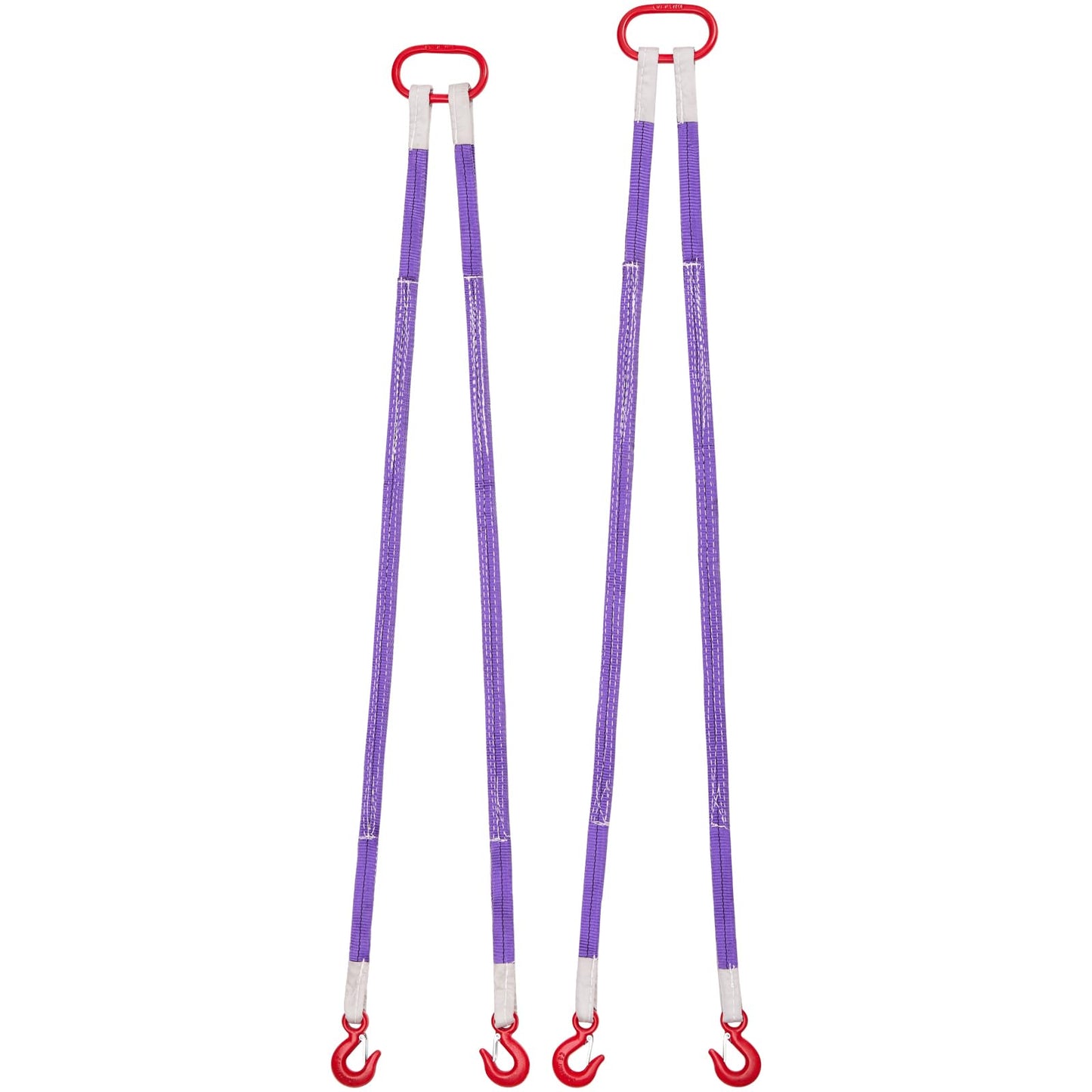VEVOR Lifting Sling Straps, 2Pcs Two-Leg Polyester Bridle Sling with Hooks, 4400LB Capacity, 5Ft Heavy Duty Rigging Strap, Thickened & Wear-Resistant Webbing Slings for Engines Cranes Hoists Truck