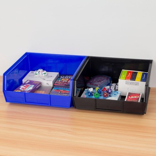 Akro-Mils Plastic Storage Bins - Space-Saving Stackable Organizers for Garage & Pantry | 11" x 11" x 5", Blue, 6-Pack