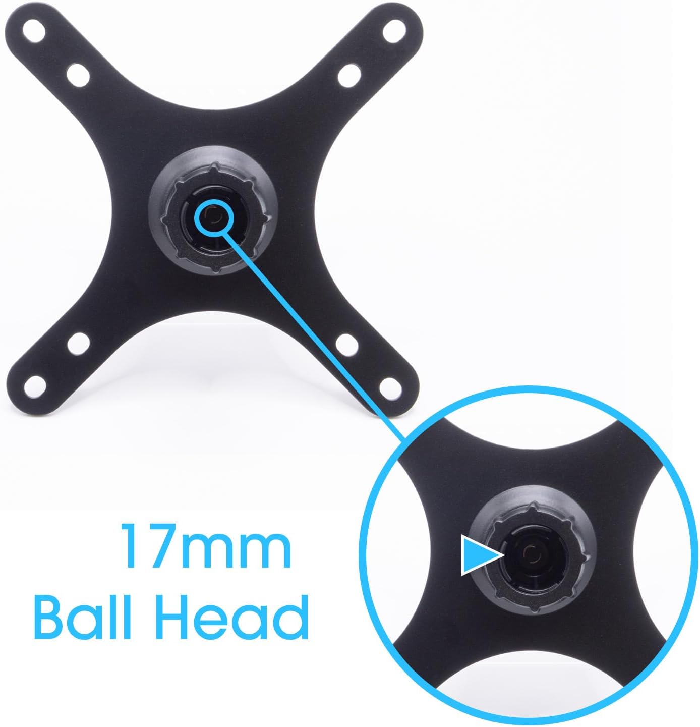 Kado 17mm 100x100mm 75x75mm, M4 Set Portable Monitor Mounting Adapter Bracket Plate Black, Ball Head to Screw Wall