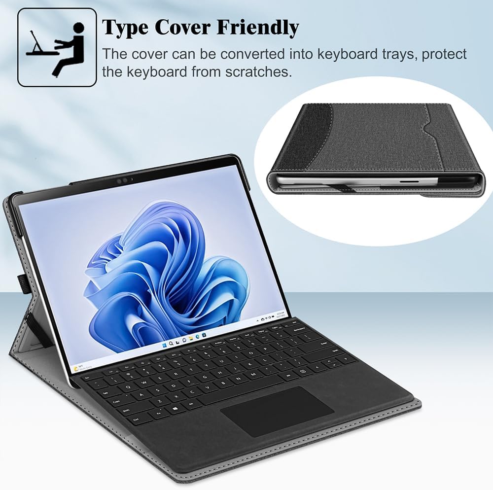 FINTIE 13 Inch 11/10/9 Case for Microsoft Surface Pro - Multiple Angle Viewing Portfolio Business Cover with Pocket