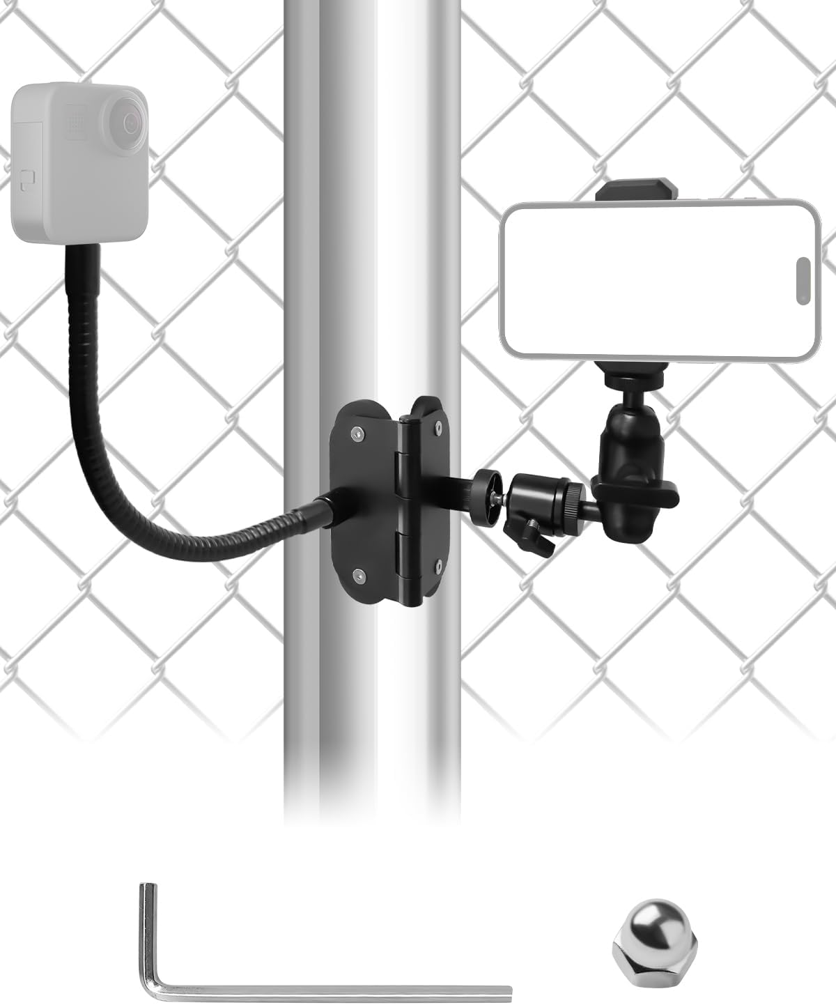 JUFZQO 360, Upgrade Magnetic Fence Mount Fit for GoPro Mevo Start iPhone and Insta Flexible Magnetic Phone Fence Mount