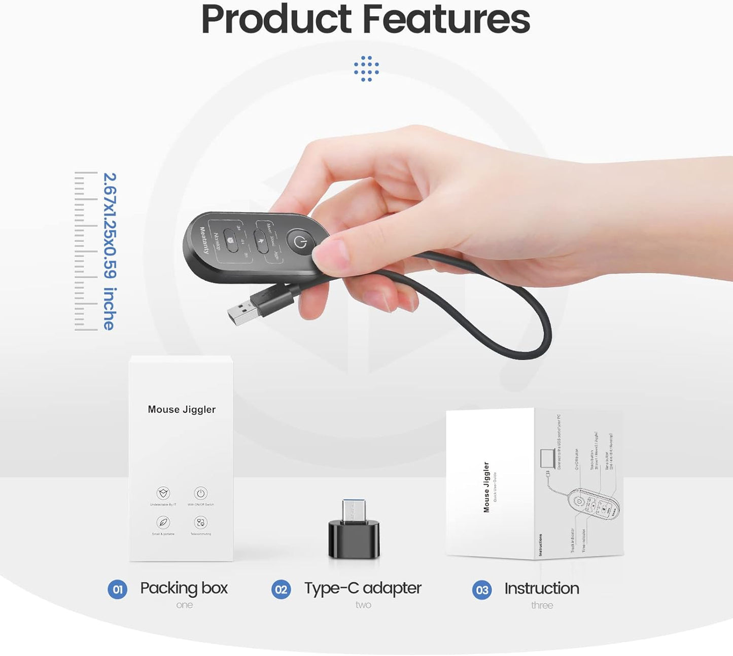 meatanty 3 1 in USB Mouse Mover with Timer, Separate Mode Selection and ON/Off Button, Mouse Shaker Wiggler Supports