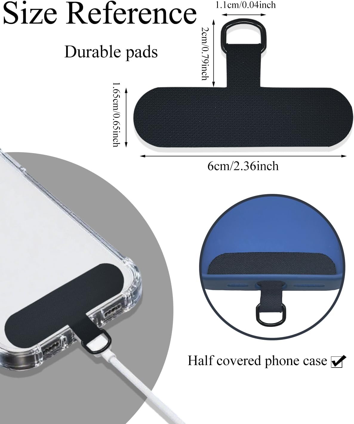 4 Fannoday Phone Tether Tab, Pcs Universal Phone Lanyard Tab Used with Crossbody Strap, for Cell Phone Cases