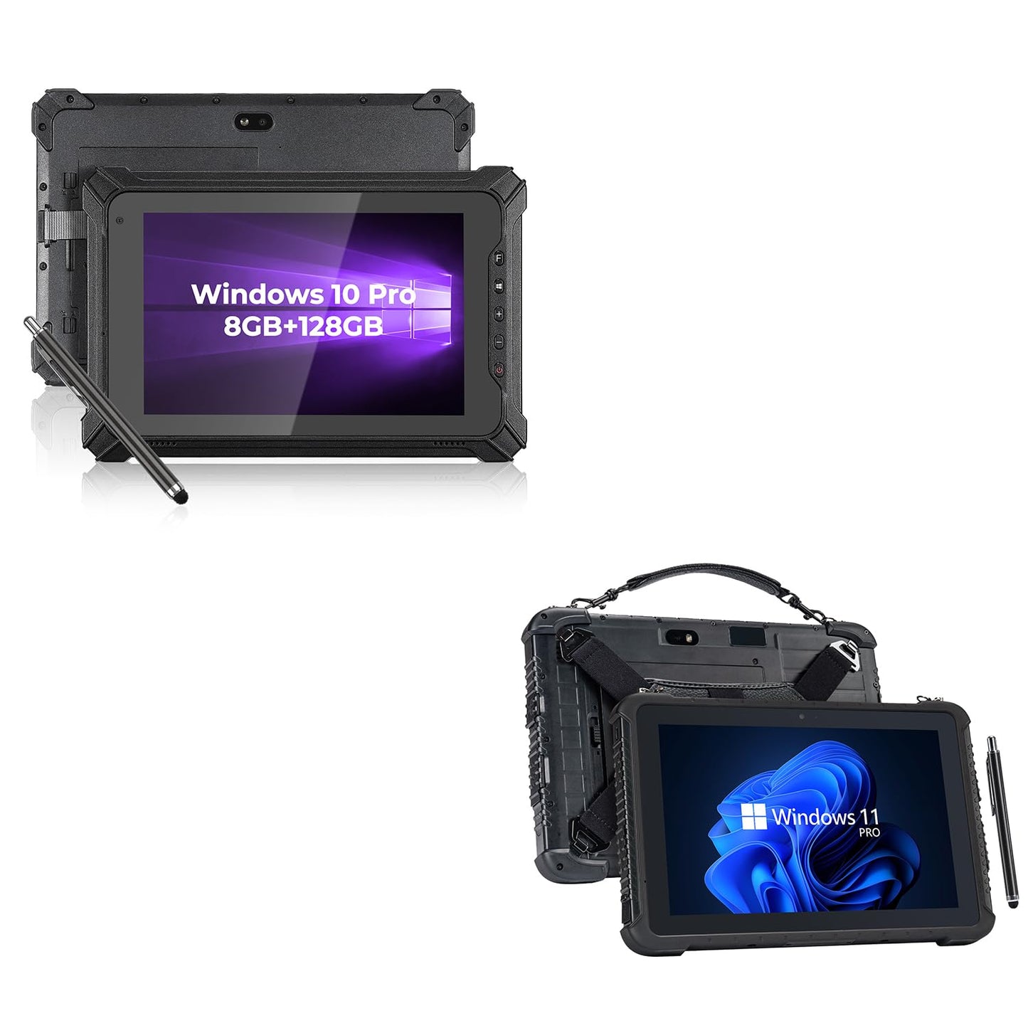 MUNBYN Rugged Windows Tablet IRT06, 8 inch Windows 10 Pro Rugged Tablet, 8GB+128GB Industrial Tablets, Intel N5100 5000mAh Tablet PC, and Rugged Tablet IRT08, 10.1 inch Windows Tablet, Windows 11 Pro