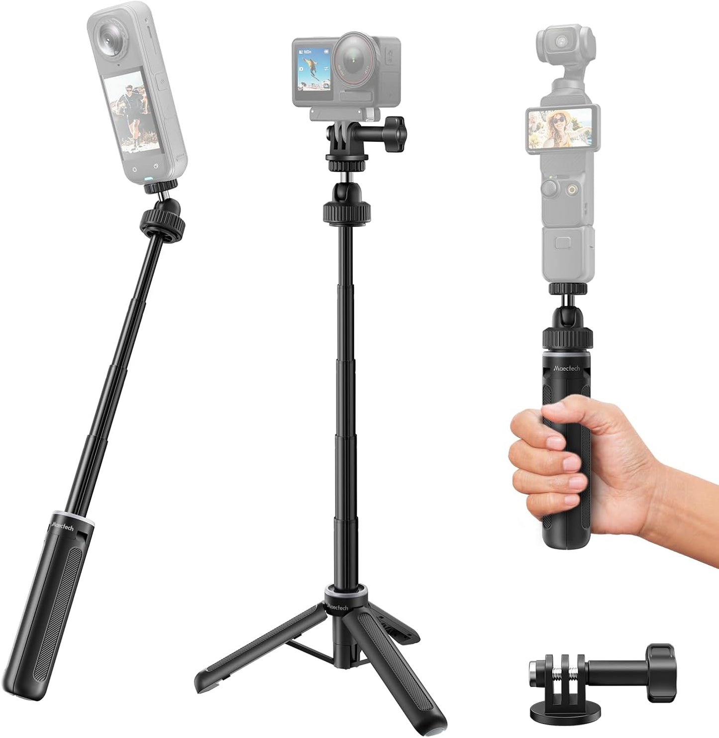 Maectech 15.8"/40cm 1/4" Insta360 X5/X4 13/12/MAX2 3/4 5Pro/6/4 Selfie Stick Tripod Extendable Mini Camera Tripod