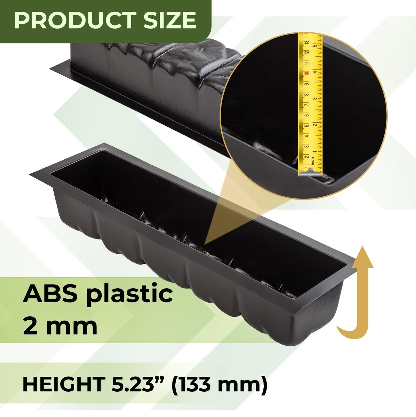 BETONEX 2 pcs 23.34 inch Straight Edge Stone Concrete Mold Plastic ABS 2mm Cement Molds - Concrete Edging Molds - Landscape Edging Mold Precast Casting Log Stone Border Stampcrete Concrete Mold