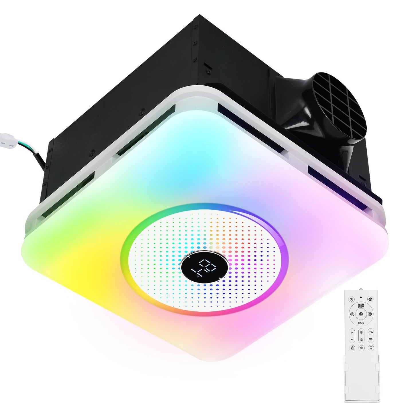 Orsong Bathroom Exhaust Fan with Bluetooth Speaker, 7 Dynamic RGB Lighting, 3000K-6000K Adjustable LED Lighting, Precise Algorithm Enables Seamless Dance Between Light And Music