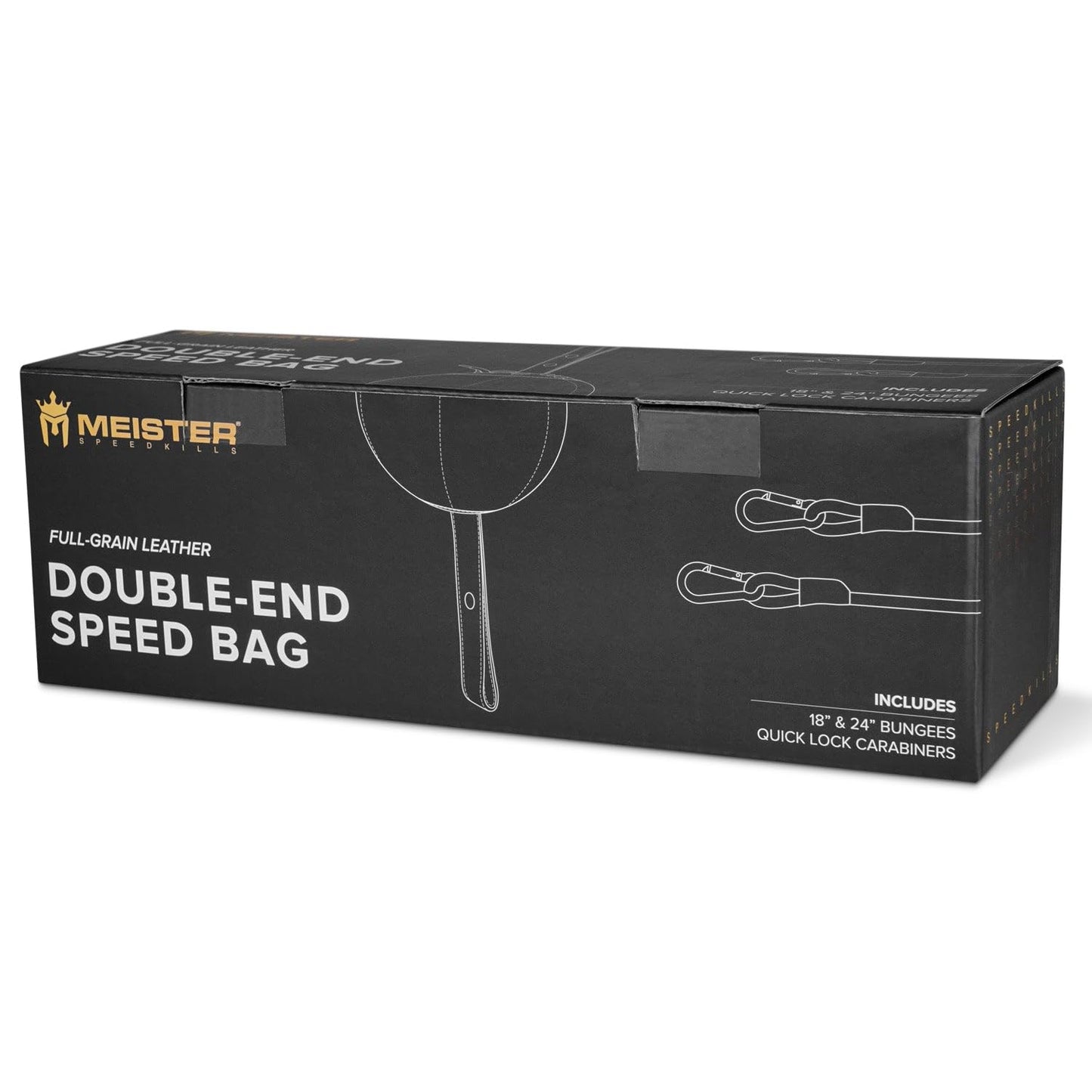 Meister SpeedKills Double-End Leather Speed Bag w/Bungees & Lightweight Latex Bladder - Black - Small (5.0")