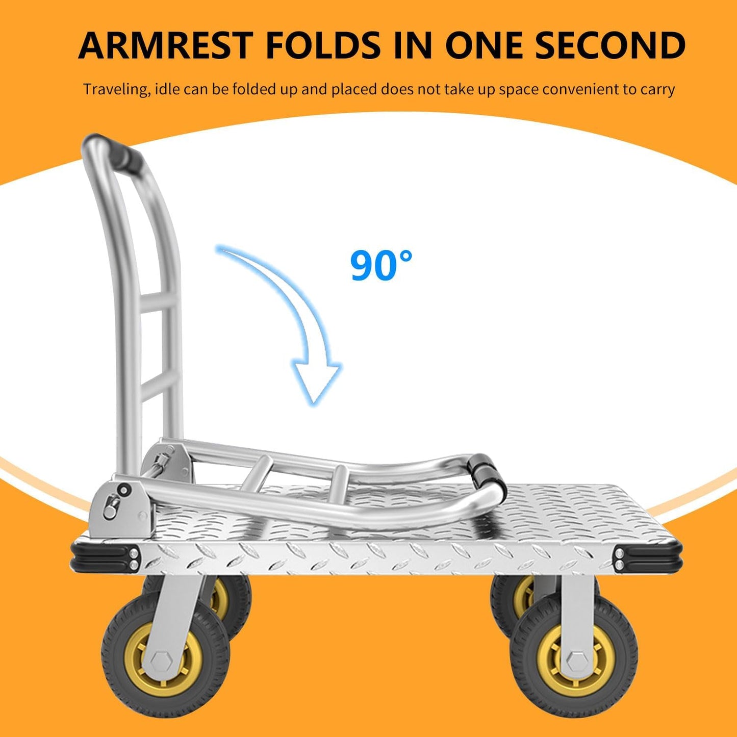 YAOYAO LAND Foldable Platform Truck Push Dolly Heavy Duty 2000 lb. Weight Capacity with Brake and 6" 360 Degree Swivel Wheels