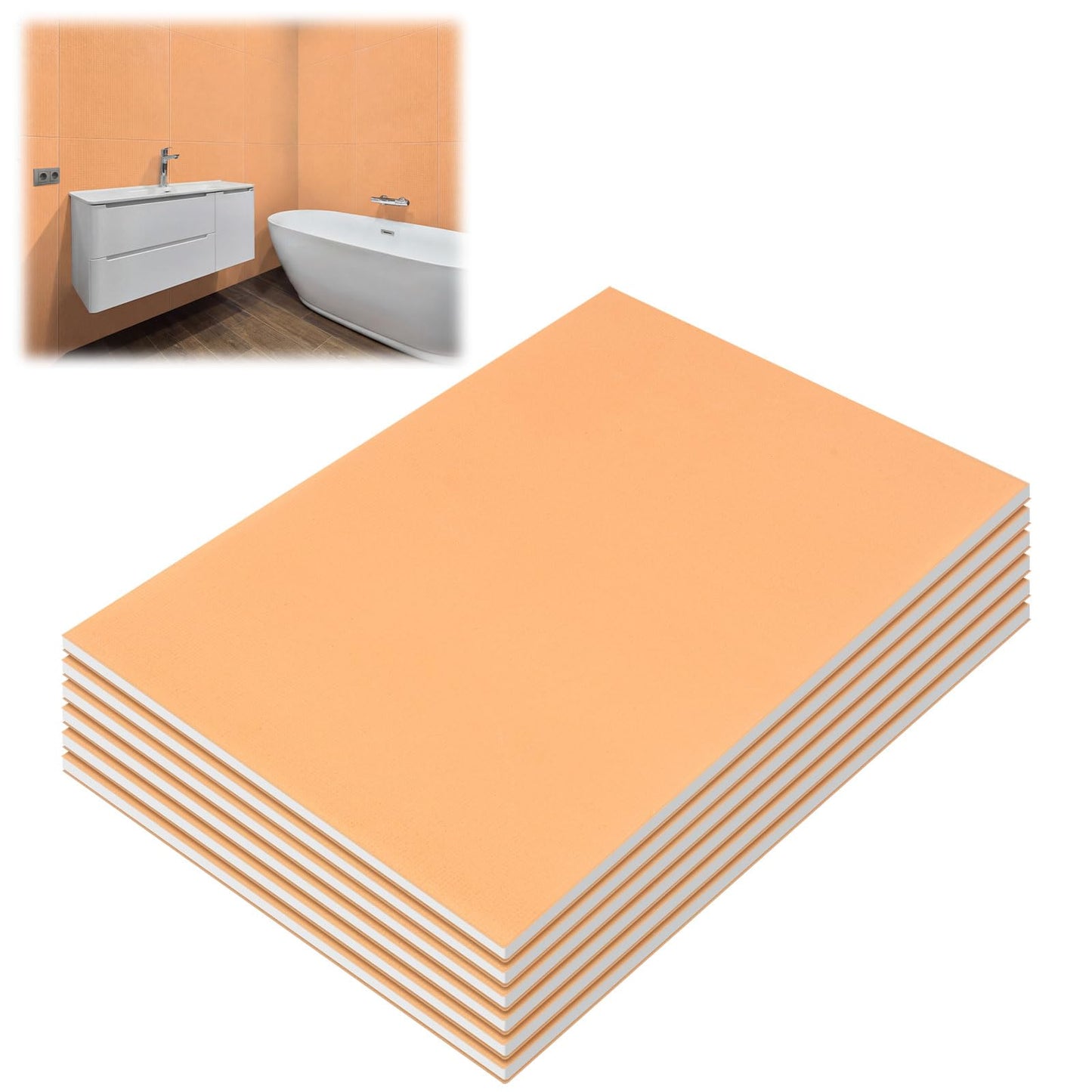 Pangda 6 Pack Foam Board Insulation Waterproof Shower Wall Panels 48" x 32" x 1/2" Rigid Xps Foam Insulation Board with Fiberglass Mesh for Tile Backer Bathroom Wall & Floor