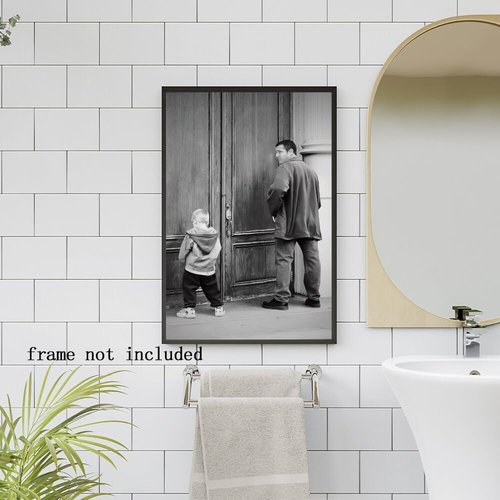 Big Daddy Bathroom Canvas Wall Art - Humorous Black and White Movie Poster | 8x12 Inch Unframed Decor