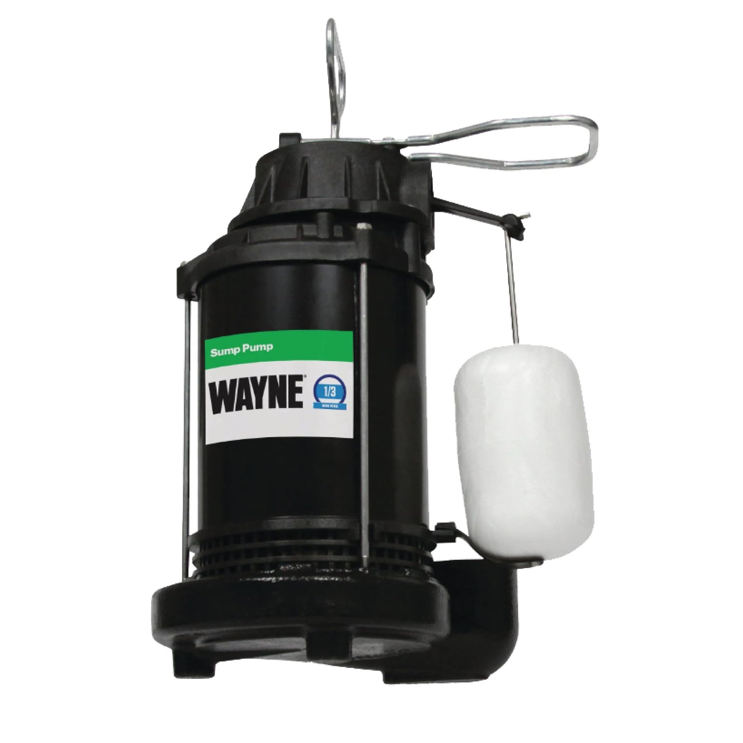 WAYNE CDU790-1/3 HP Submersible Cast Iron and Stainless Steel Sump Pump with Integrated Vertical Float Switch - Up to 4,600 Gallons Per Hour - Heavy Duty Basement Sump Pump, Black