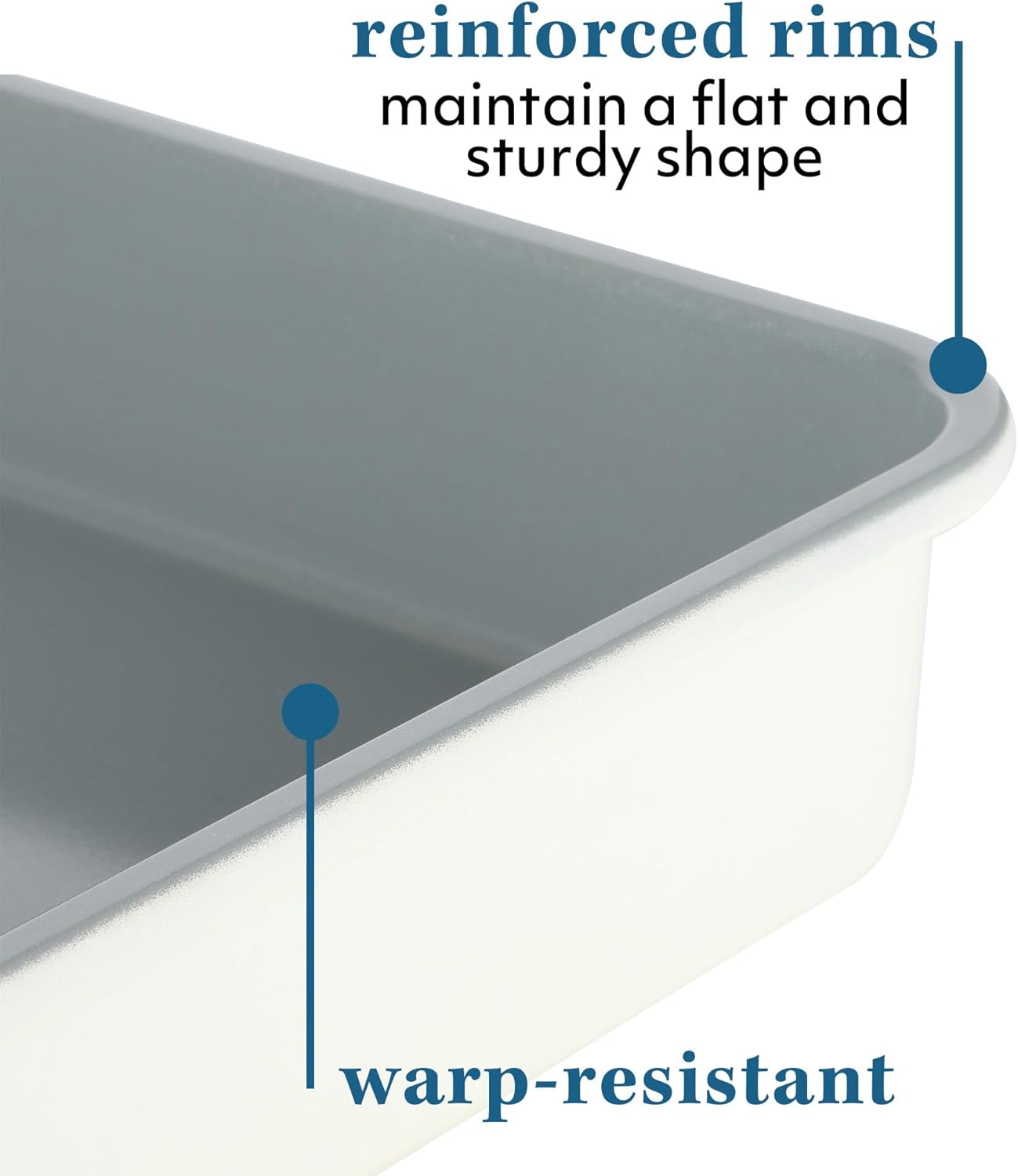 Sur La Table Nonstick Rectangular Cake Pan - 9 Inch, PFOA & PFAS Free, Linen White Finish