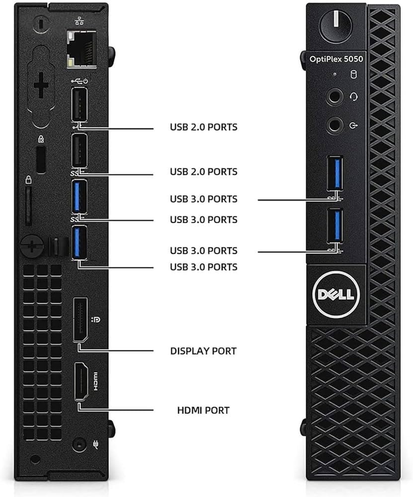 Dell OptiPlex 5050 Micro mini PC Desktop Computer, Intel Core i5-6500T, 16GB DDR4 RAM, 256GB SSD, Keyboard & Mouse, WiFi Adapter, DisplayPort, RJ-45/LAN, Windows 11 Pro (Renewed)
