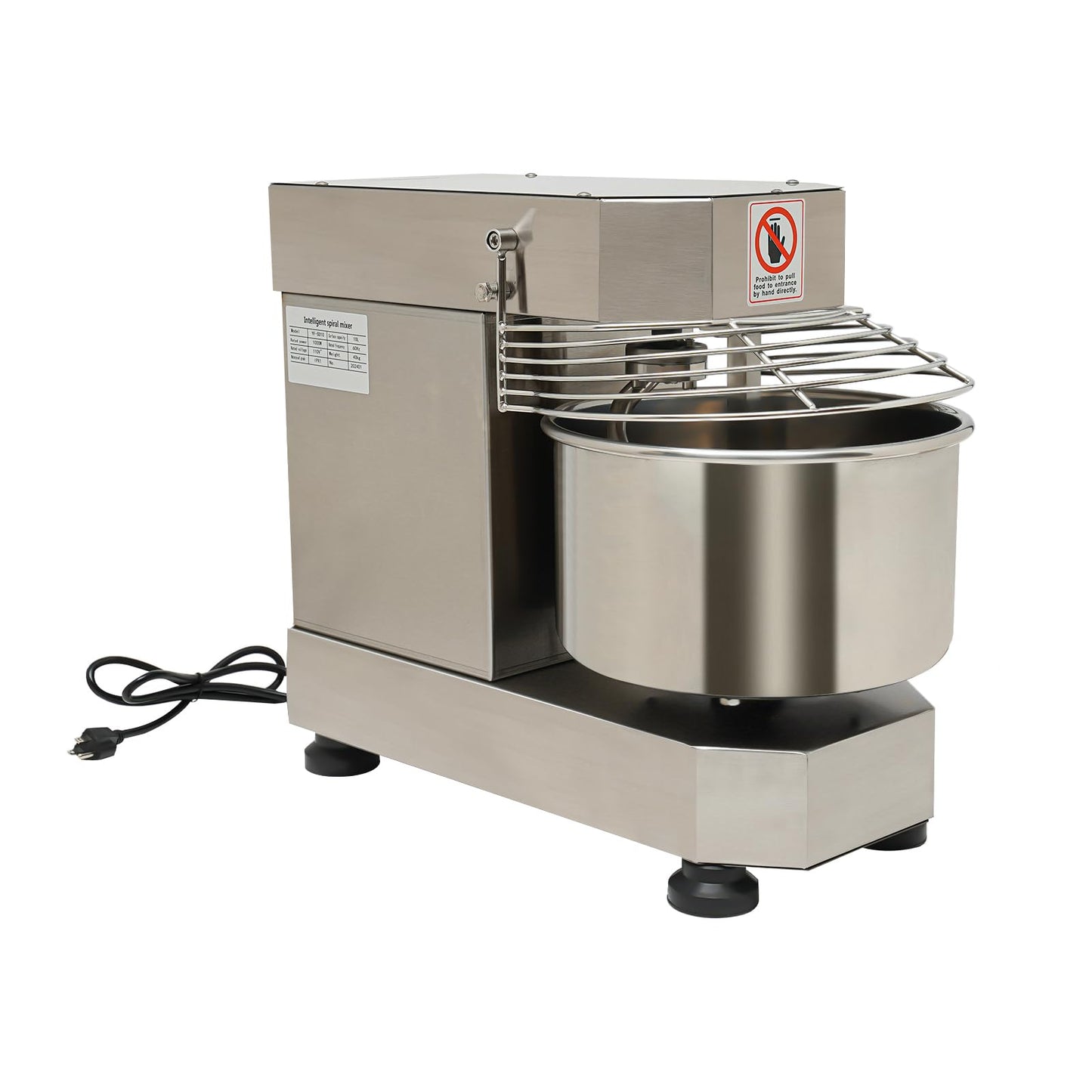 Florchest 12Qt Electric Dough Kneading Machine,High Speed (100/200r/Min) Commercial Food Mixer with Stainless Steel Bowl,Baking Blending Mixing Machine with Security Shield for Restaurant Pizzeria