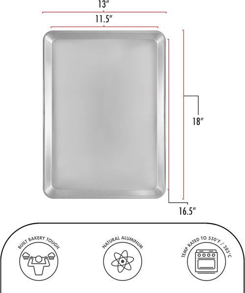 Fat Daddio's Half Sheet Pan Set - Natural Aluminum, 2-Pack for Perfect Baking Results