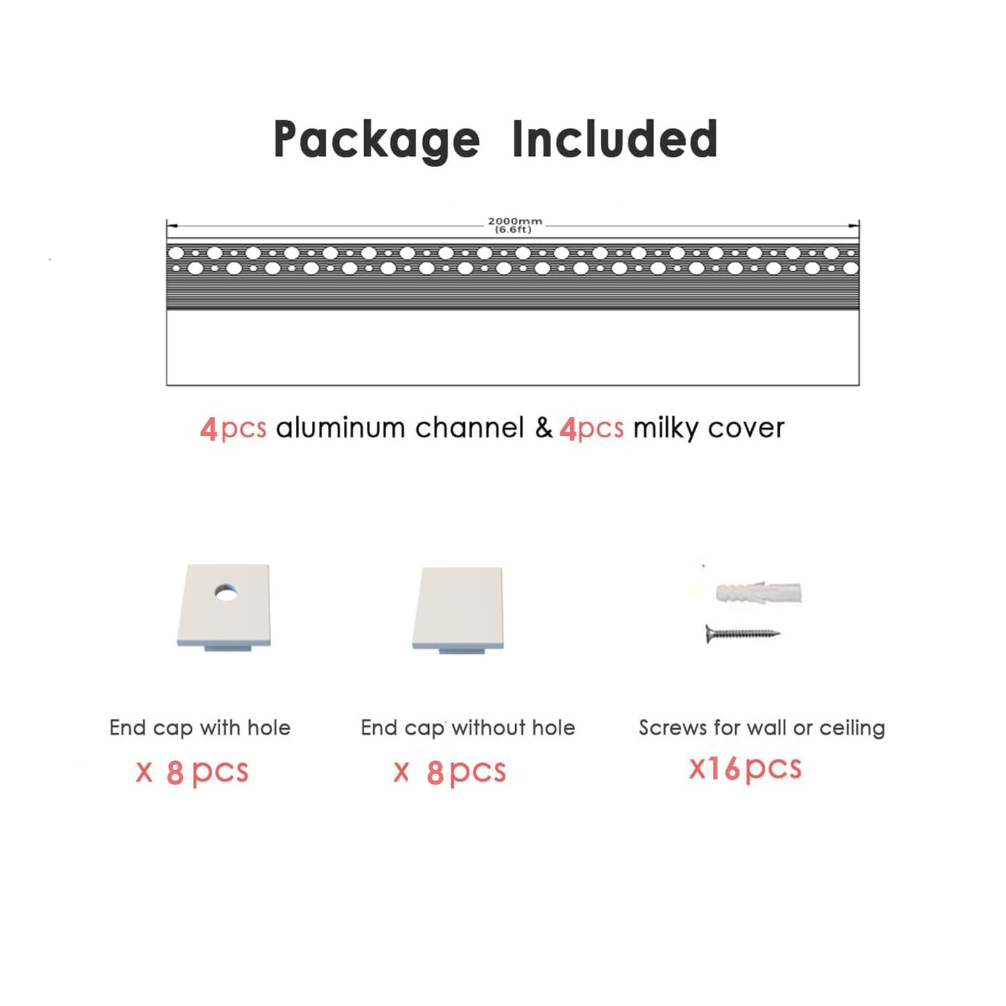 Besseto Plaster in LED Channel,4 x 2m White Drywall LED Strip Light Channel,Trimless Recessed Baseboard LED Aluminum Profile for 1/2 inch Thick Drywall Plaster Gypsum