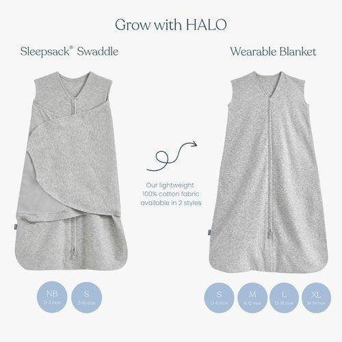 HALO 100% Cotton Sleepsack Swaddle - 3-Way Adjustable Wearable Blanket, Soft Pink, Small (3-6 Months)