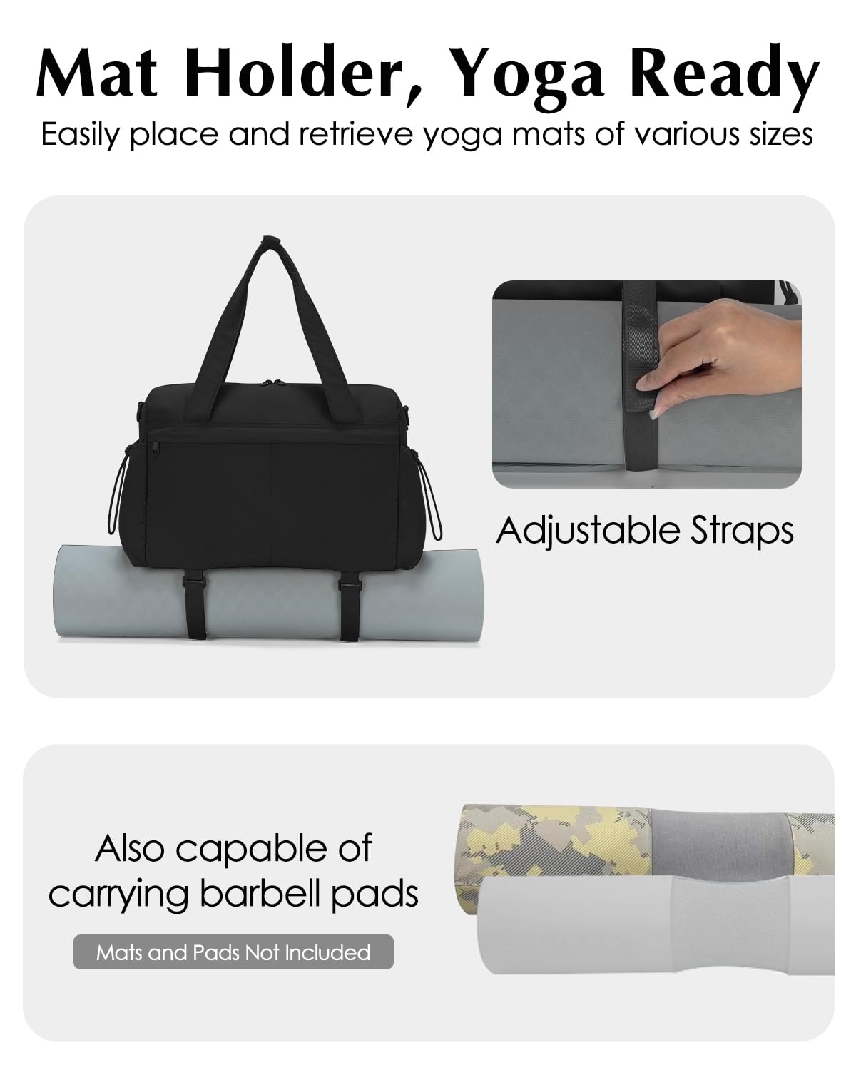 Small Gym Bag, Mini Gym Bag for Women with Yoga Mat Holder and Wet Compartment, Cute Mini Puffer Duffle Bag with Water Bottle Pocket for Workout Yoga Dance, Puffer Black