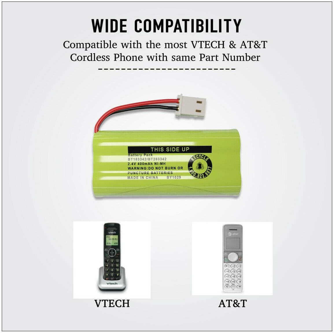 Cerepros 2-Pack BT183342 BT283342 Packs Battery for VTech Cordless Phone